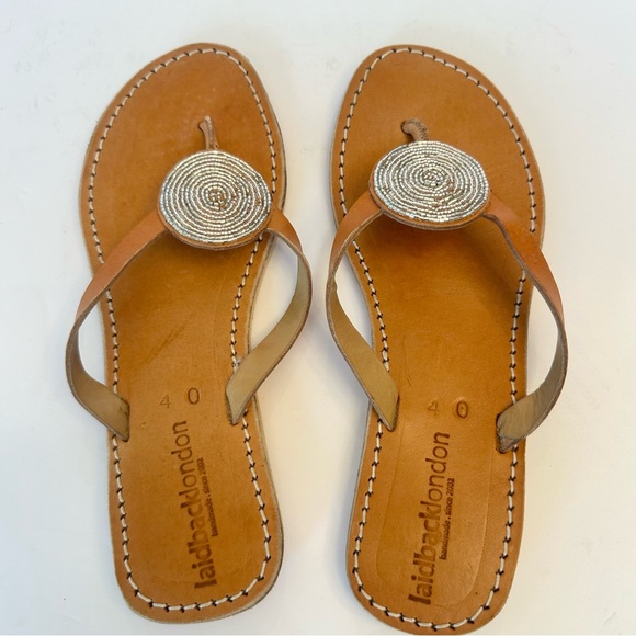 Laidback London hand beaded leather sandals, size 40 - Picture 3 of 6